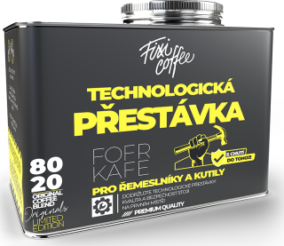 Káva Fofr kafe – Technologická přestávka, směs výběrové kávy zrnková / stylový plechový kanystr / 250 g